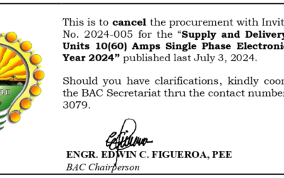 NOTICE OF CANCELLATION OF BIDDING