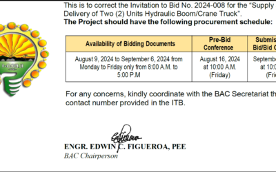 ERRATUM FOR RESCHEDULING OF BID OPENING