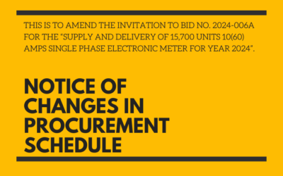 NOTICE OF CHANGES IN PROCUREMENT SCHEDULE