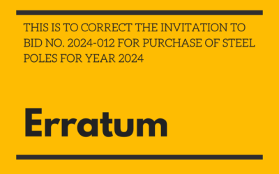 ERRATUM: BIDDING NUMBER 2024-012