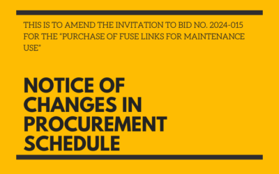 NOTICE OF CHANGES IN PROCUREMENT SCHEDULE