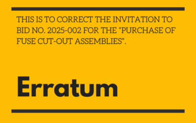 ERRATUM: BIDDING NUMBER 2025-002