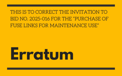 ERRATUM: BIDDING NUMBER 2025-016