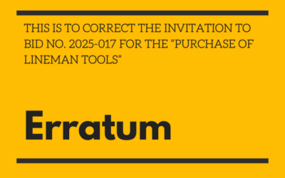ERRATUM: BIDDING NUMBER 2025-017